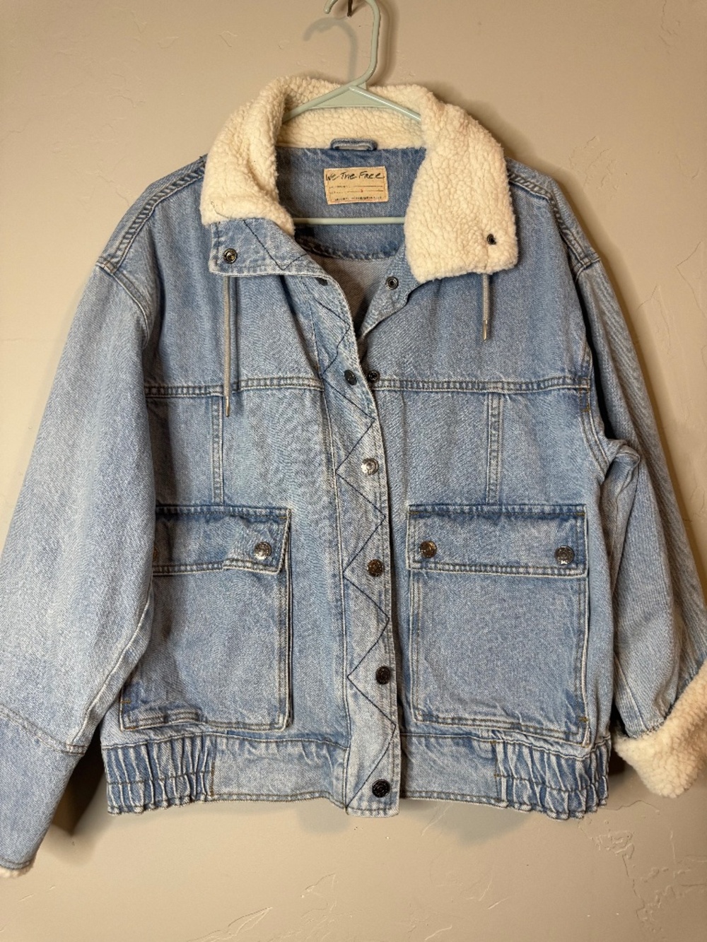 Free the People Jean Jacket with Fleece on Neckline, Size S